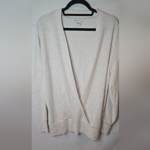 Athleta Women's Medium Purana Cream V-neck Wrap Jersey Long Sleeve Top